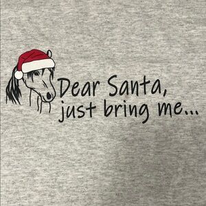 Source Unknown Gray Long Sleeve Tee with Santa Design